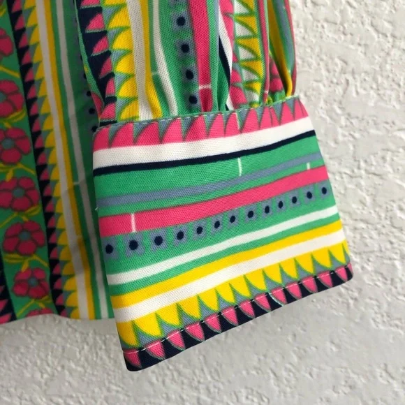 Vintage 70s Psychedelic Floral Dagger Collar Nylon Disco Shirt Blouse Top Medium - Picture 10 of 15